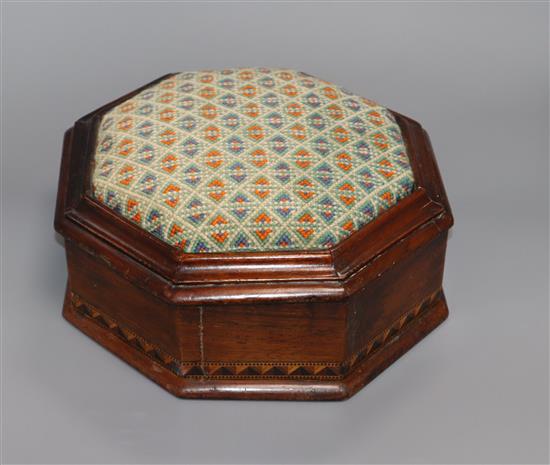 A Victorian walnut work box